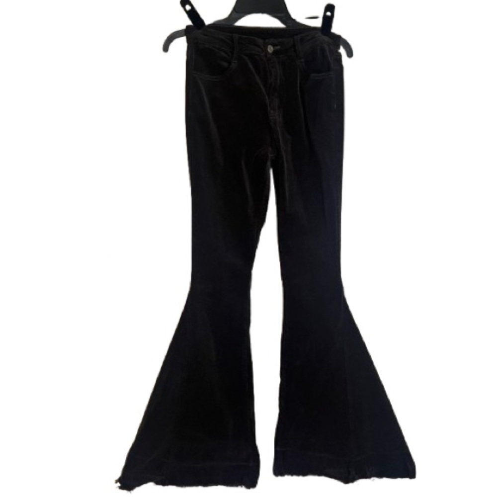 WISTERIA LANE stretch corduroy bell bottom flare pants Sz M Hippie Boho Black